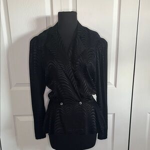 Vintage 80s Argenti Double Breasted Peplum Black Women's Jacket Size 10